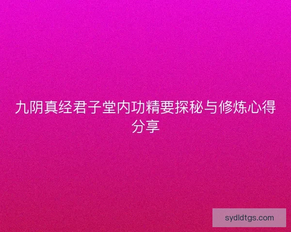 九阴真经君子堂内功精要探秘与修炼心得分享