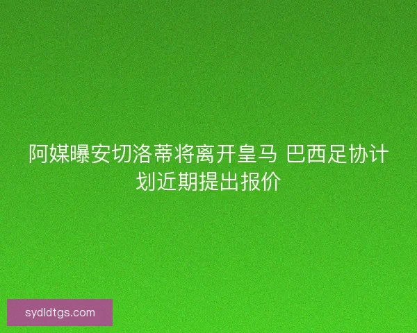 阿媒曝安切洛蒂将离开皇马 巴西足协计划近期提出报价