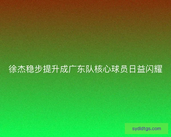 徐杰稳步提升成广东队核心球员日益闪耀